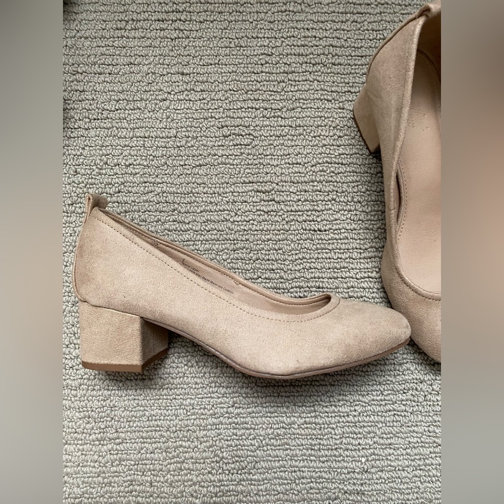 Nude suede heels